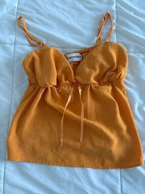 No Boundaries Orange Babydoll Cami Tank Top with Ribbon Tie